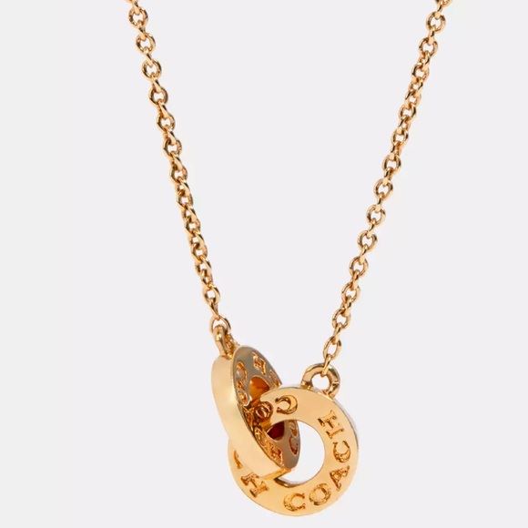 Coach Gold Interlocking Open Circle Pendant Necklace. NWT. Women’s Necklace. - Picture 1 of 7